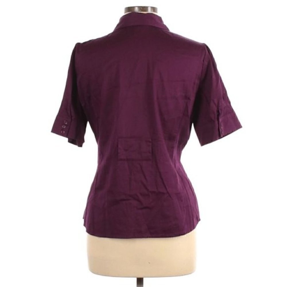 Apt. 9 Stretch Top L Button Down Top Belted Eggpl… - image 3